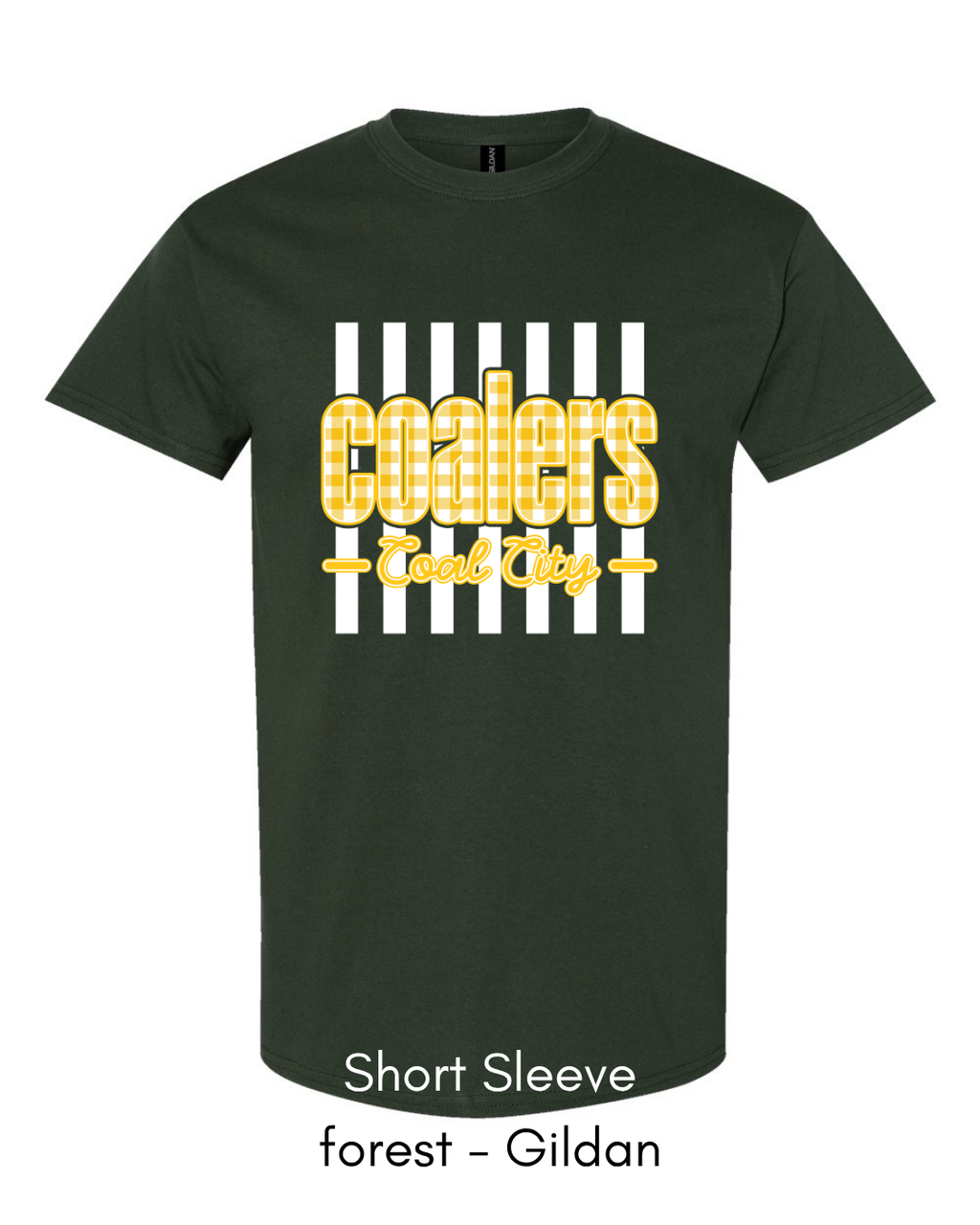 Yellow Plaid White Stripe Coalers - GILDAN ADULT